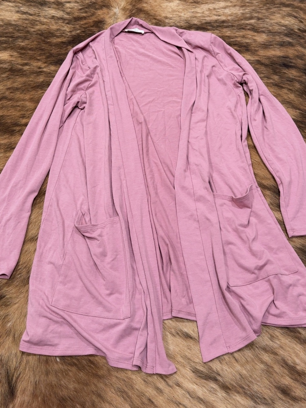 Zenana Outfitters Mauve Open-Front Lightweight Cardigan